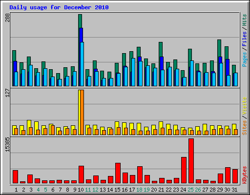 Daily usage for December 2010